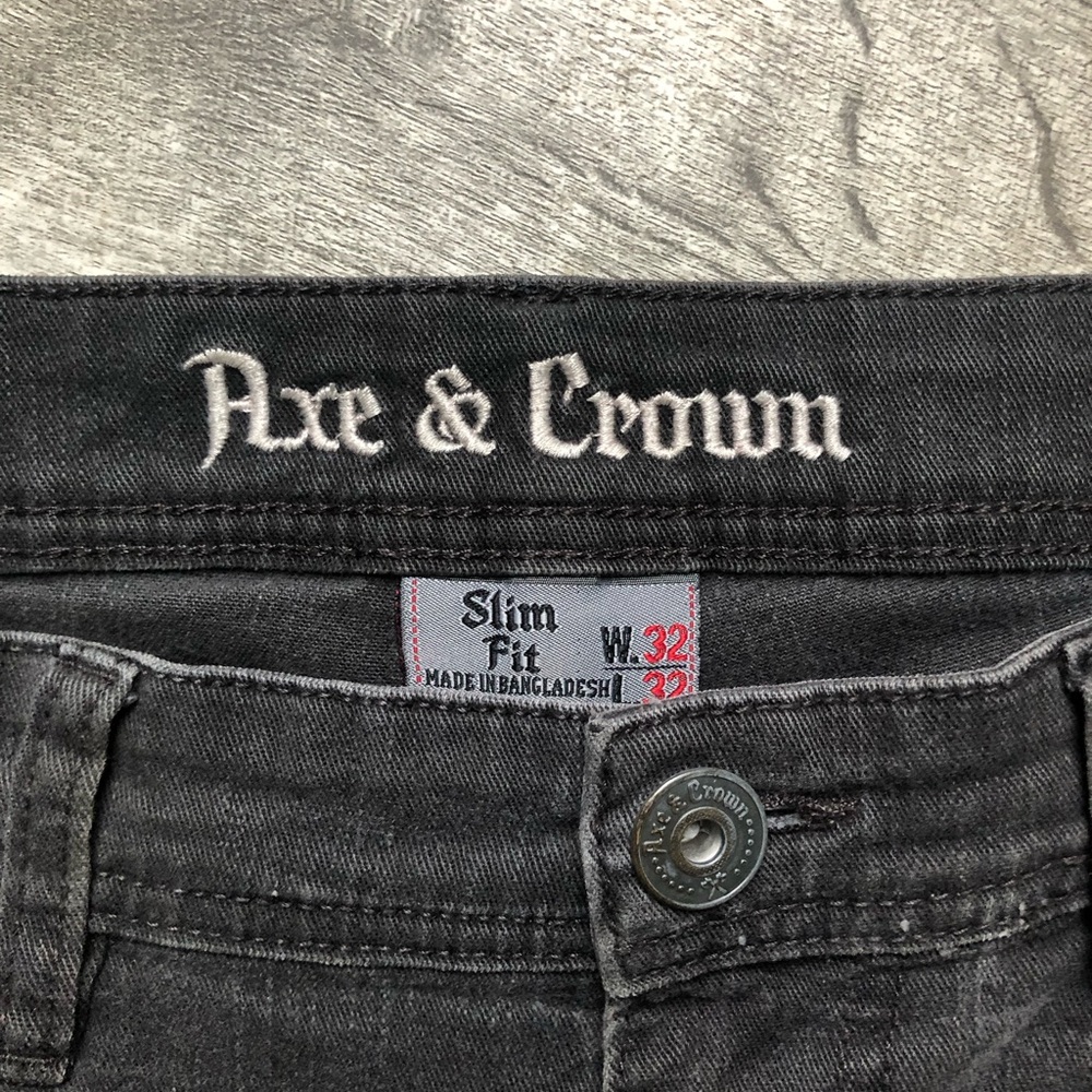 Pace & Crown Black Slim Fit Distressed Men's Jeans Pants - Picture 3 of 5